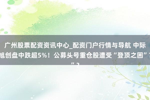 广州股票配资资讯中心_配资门户行情与导航 中际旭创盘中跌超5%！公募头号重仓股遭受“登顶之困”？