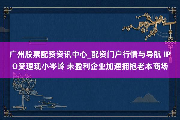 广州股票配资资讯中心_配资门户行情与导航 IPO受理现小岑岭 未盈利企业加速拥抱老本商场